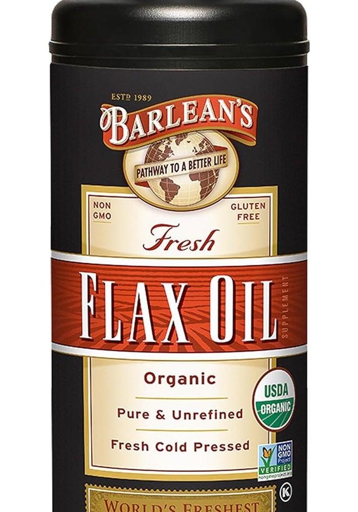 BARLEAN'S زيت الكتان العضوي الطازج من بارلين - 32 أونصة، نقي وغير مكرر، معصور على البارد - Image 1