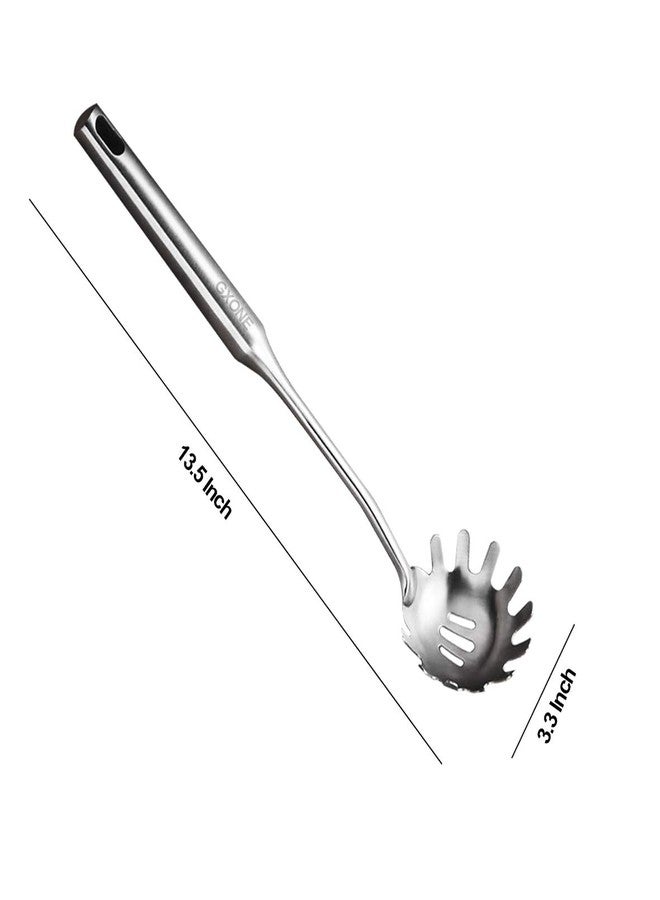 GXONE Spaghetti Spoon,304 Stainless Steel Pasta Spoon,Silver/13.8Inch - Image 2