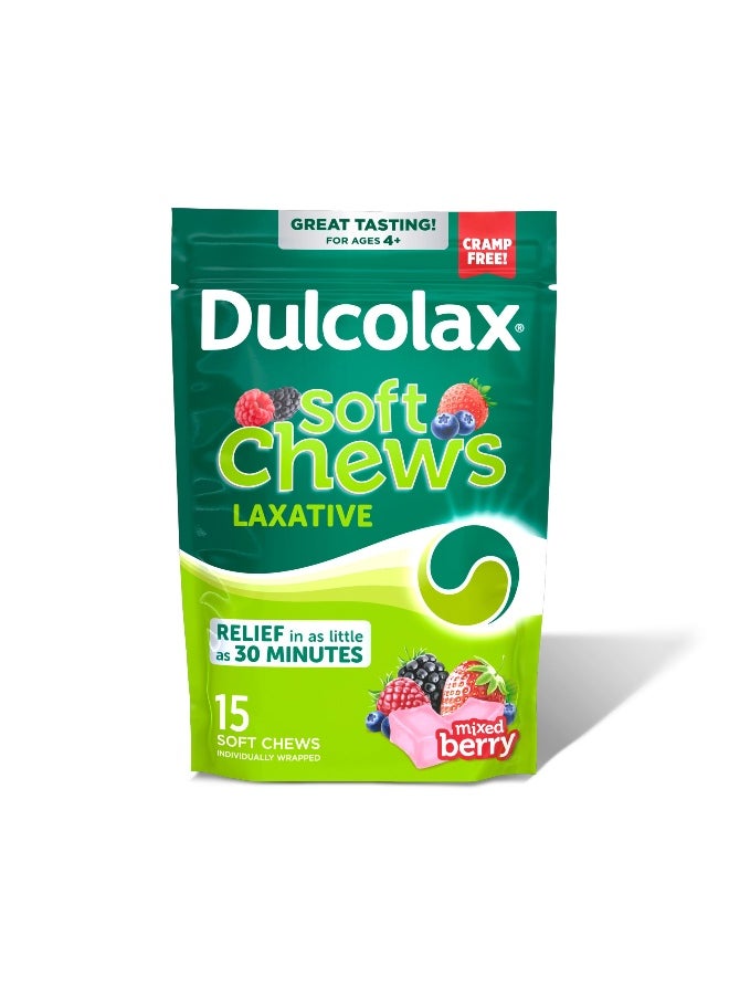 DULCOLAX Dulcolax Saline Laxative Soft Chews Gentle Constipation Relief Mixed Berry Flavor Magnesium Hydroxide 1200 mg 15 Count  - Image 1