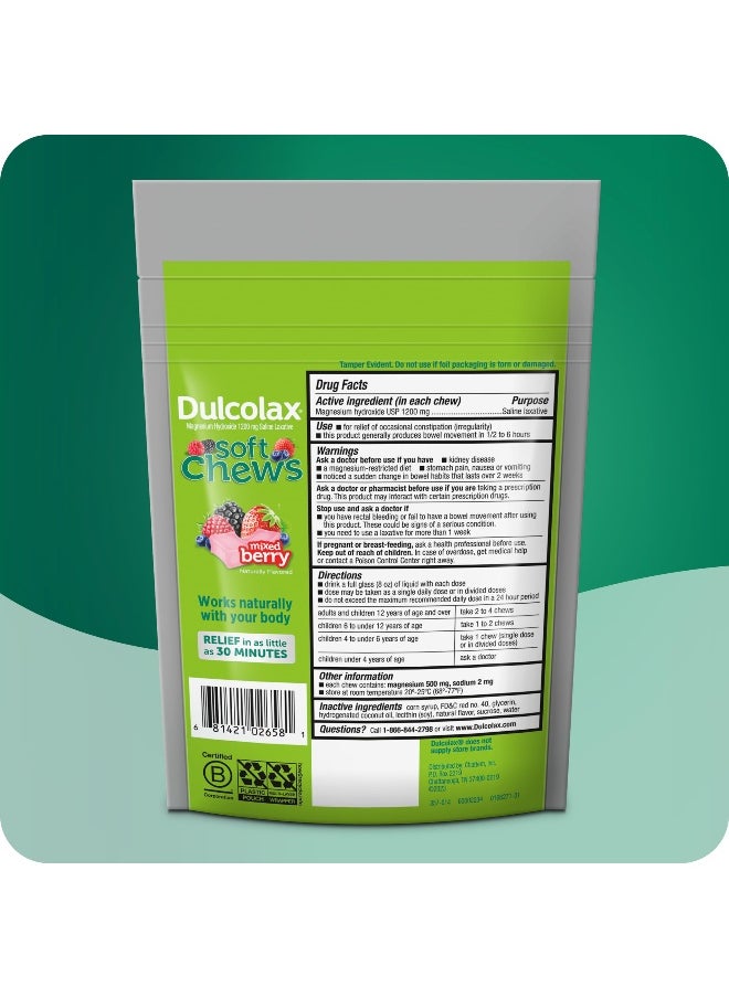 DULCOLAX Dulcolax Saline Laxative Soft Chews Gentle Constipation Relief Mixed Berry Flavor Magnesium Hydroxide 1200 mg 15 Count  - Image 3