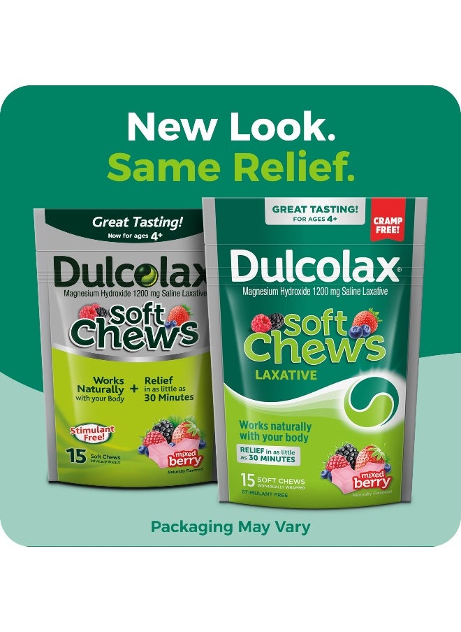 DULCOLAX Dulcolax Saline Laxative Soft Chews Gentle Constipation Relief Mixed Berry Flavor Magnesium Hydroxide 1200 mg 15 Count  - Image 2
