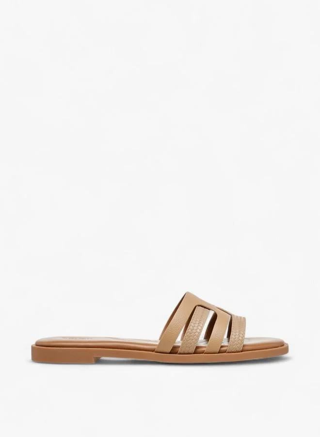 Textured Cross Strap Slip-On Sandals