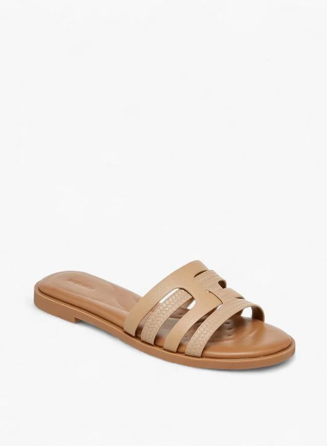 Flora Bella By Shoexpress Textured Cross Strap Slip-On Sandals
