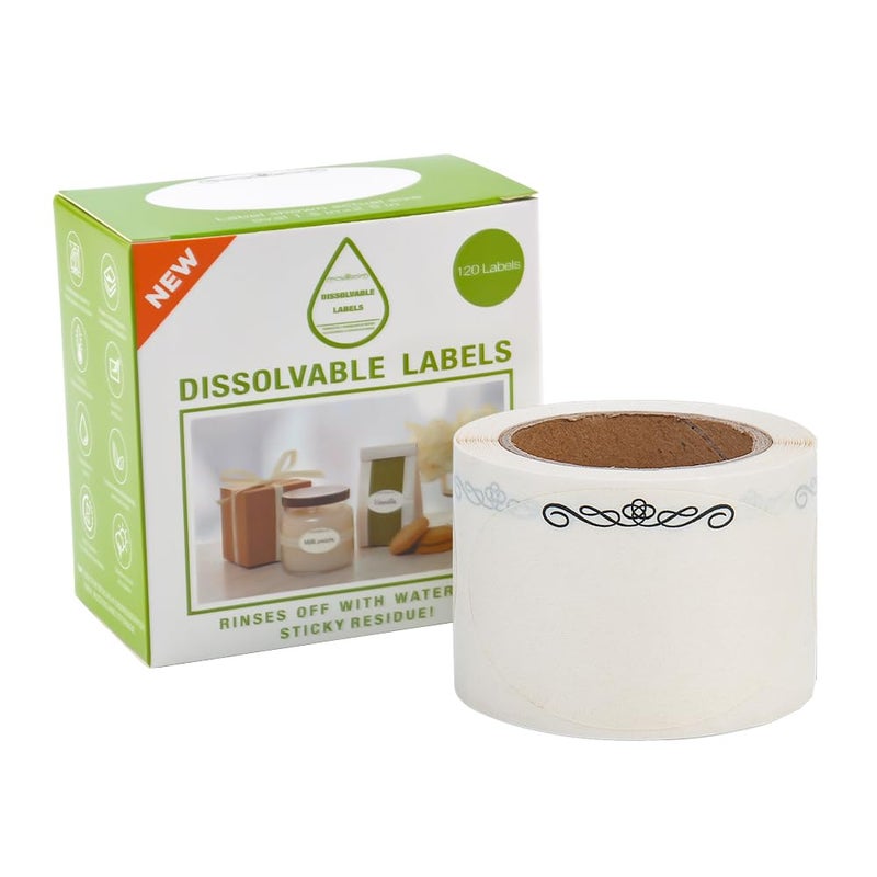 L LIKED 120 Stickers Dissolvable Food Labels for Containers 1 1/2" x 2 1/2" Canning Labels for Jars (Roll of 120) (1 Rolls) - Image 1