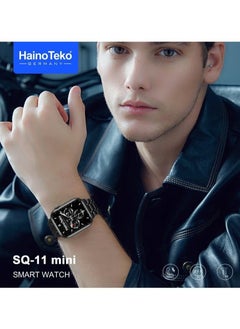 Haino Teko SQ11 Mini Smartwatch with Full-Screen AMOLED Display | Real Waterproof, 3 Interchangeable Straps for Men & Women | Stylish Fitness Tracker, Heart Rate Monitor, Sleep & Activity Tracker | Black Design  - Image 2