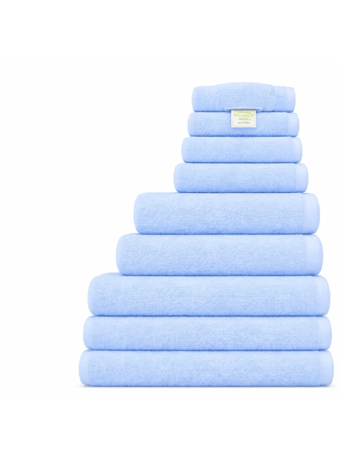 Bliss Casa Bliss Casa Indigo 100% Cotton 8 Piece Towel Set - 600 GSM 2 Bath Towels, 2 Hand Towels, 4 Washcloths - Hotel Towels Super Absorbent and Soft Bathroom Towels, Ideal Hotels and Restaurants