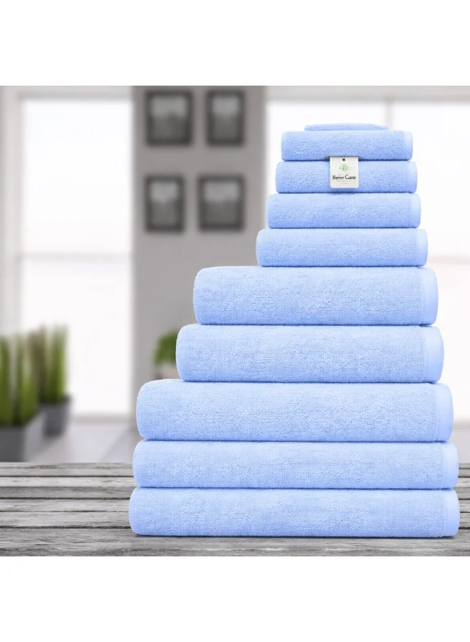 Bliss Casa Bliss Casa Indigo 100% Cotton 8 Piece Towel Set - 600 GSM 2 Bath Towels, 2 Hand Towels, 4 Washcloths - Hotel Towels Super Absorbent and Soft Bathroom Towels, Ideal Hotels and Restaurants