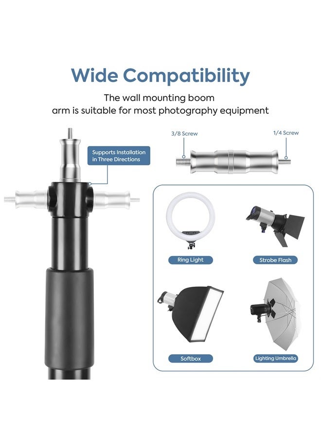 SEDGEWIN Wall Mount Triangle Boom Arm, 51inches/130cm, 180º Flexible Rotation, for Photography Strobe Light, Monolight, Softbox, Umbrella, Reflector and Ring Light - Image 5