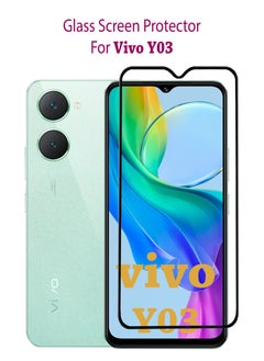Tempered Glass Screen Protector For Vivo Y03 - Black