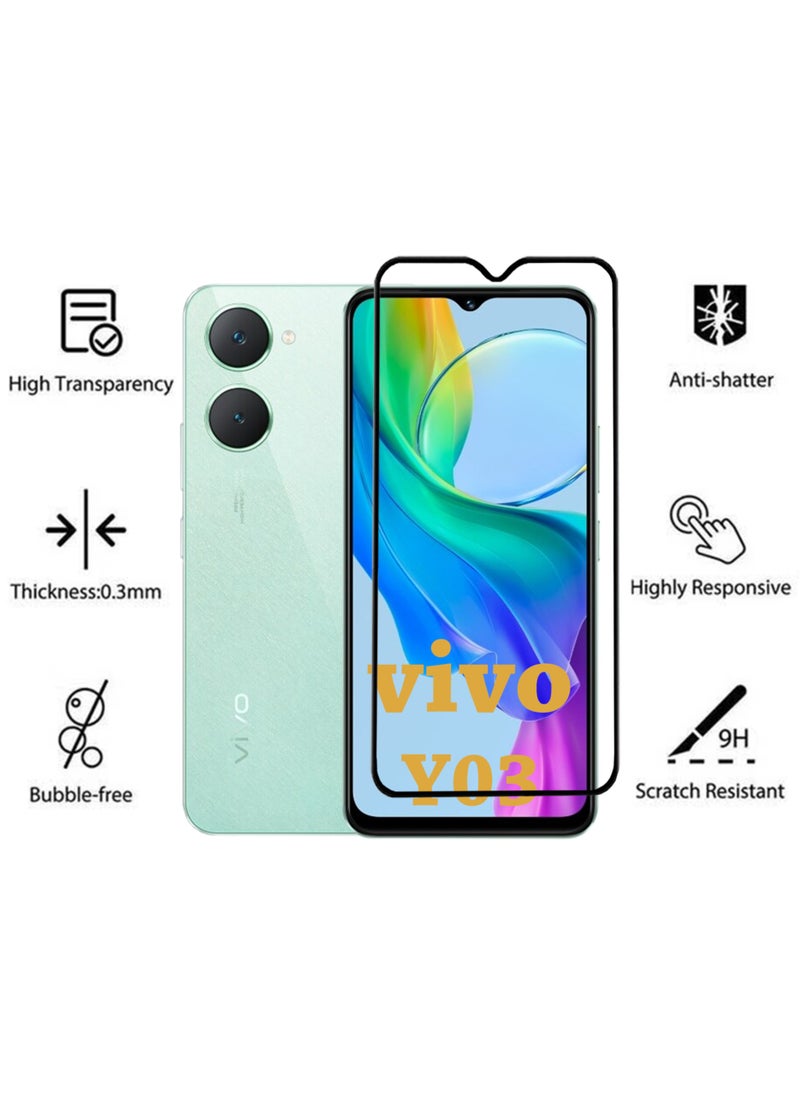 Generic - Tempered Glass Screen Protector For Vivo Y03 - Black - Image 1
