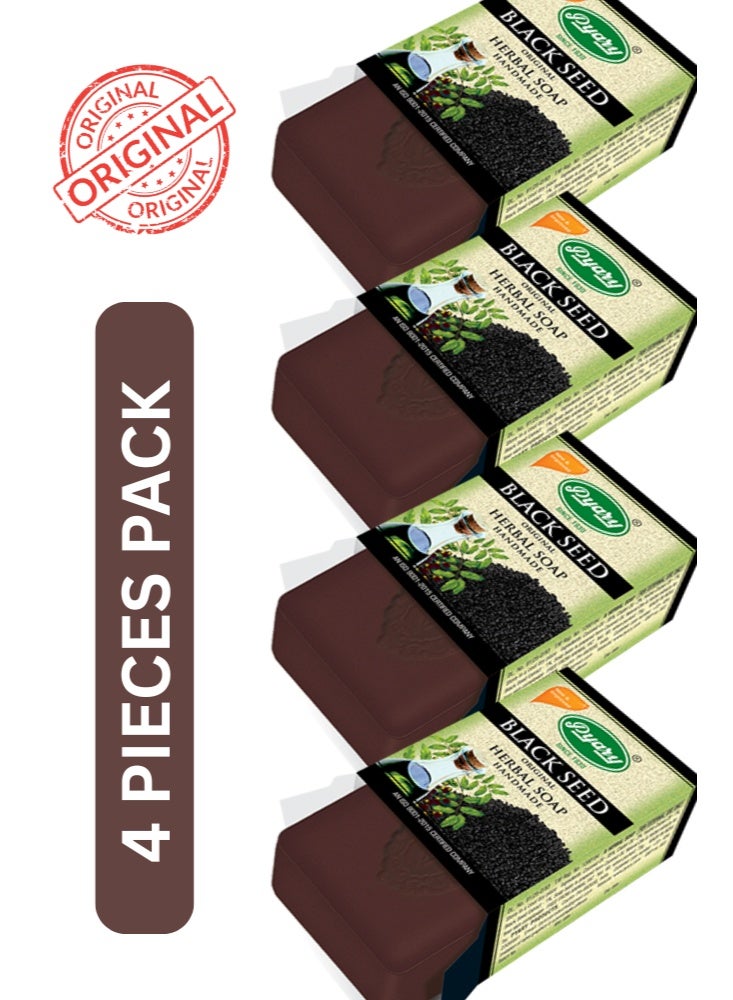 Pyary Black Seed Herbal Handmade Soap – 4 Pieces Pack | Natural Cleansing & Skin Purifying Bath Soap | Whitening & Anti-Acne Face and Body Soap for All Skin Types