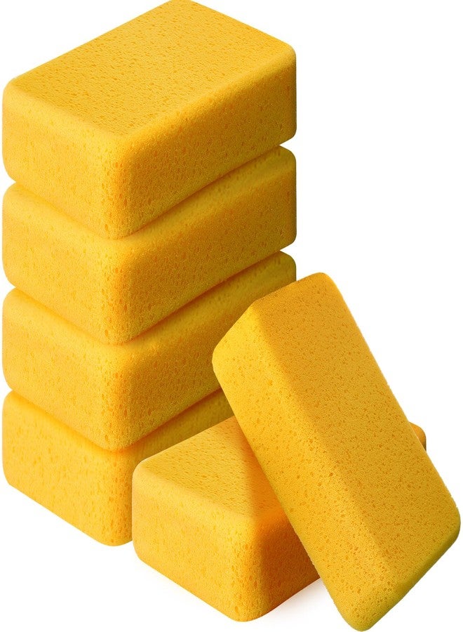 Tioncy 6 Pcs Large Sponges Bulk 7.5 x 5.5 x 1.9 Inch Grouting Car Wash Foam Cleaning and Washing Sponge Commercial Foam Large All Purpose for Cleaning Dishes Car Tile Bike (Yellow) - Image 1