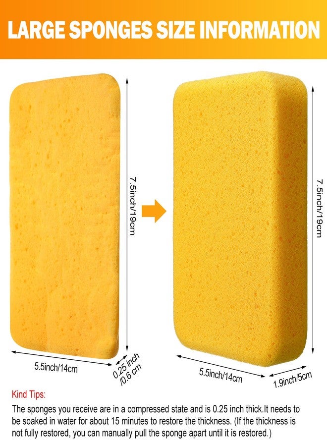 Tioncy 6 Pcs Large Sponges Bulk 7.5 x 5.5 x 1.9 Inch Grouting Car Wash Foam Cleaning and Washing Sponge Commercial Foam Large All Purpose for Cleaning Dishes Car Tile Bike (Yellow) - Image 2