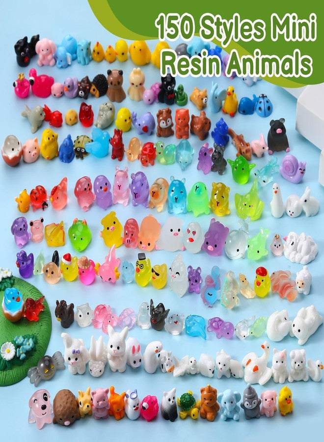 Hoemwarm Luminous Mini Resin Animals Figures 150 Pcs Glow in The Dark Tiny Resin Figures for Party Favors Dollhouse Aquarium Garden Decoration - Image 2