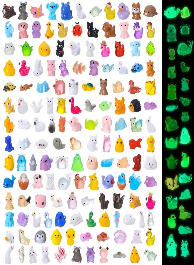 Hoemwarm Luminous Mini Resin Animals Figures 150 Pcs Glow in The Dark Tiny Resin Figures for Party Favors Dollhouse Aquarium Garden Decoration - Image 1