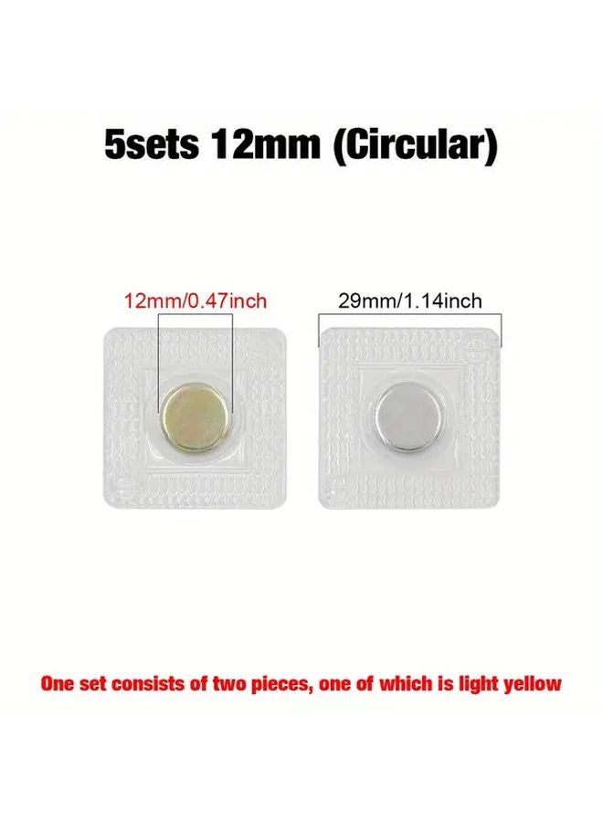 12mm Round PVC Invisible Magnetic Snaps 5 Pack For Clothing Bags Leather Craft - Image 1