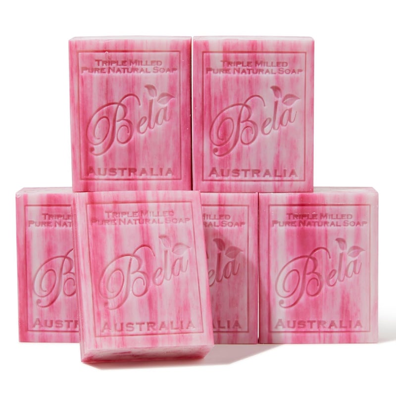 BELA Evening Jasmine Soap 33 OZ Pack of 6 Long Lasting French Triple Milled Bar Soap with Organic Shea Butter Hand Face and Body Wash Bar Made in Australia