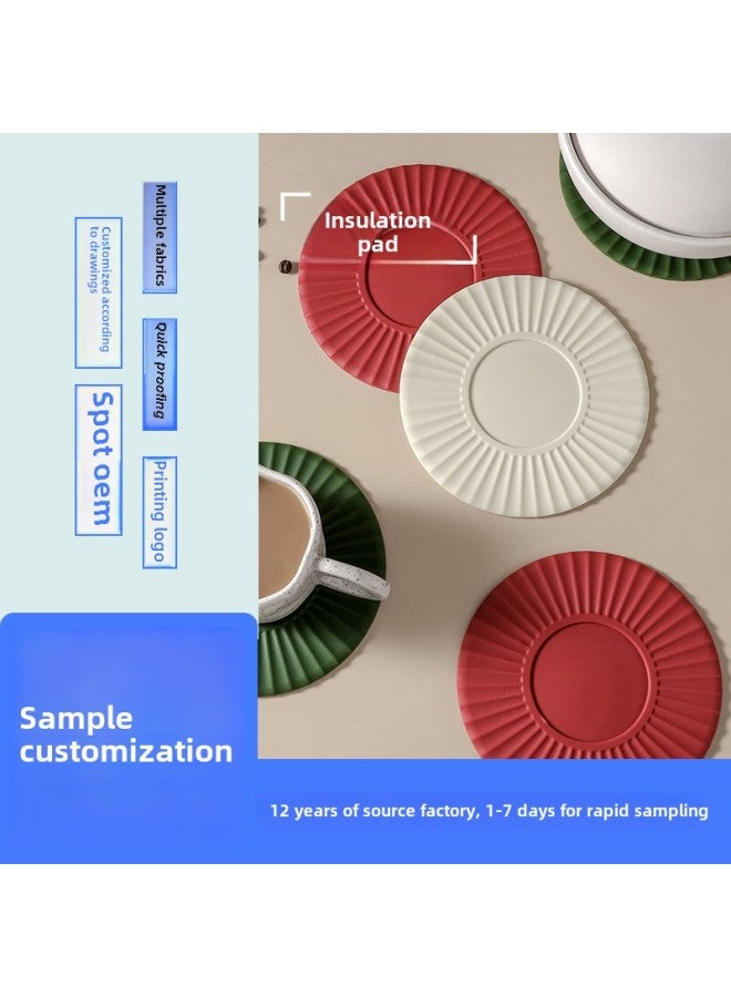 Food Grade Silicone Insulation Pad Customized Silicone Placemat Round Pot Pad Coaster Kitchen Dining Table Anti-scalding Manufacturers-Color:White Monolithic Bag  - Image 2