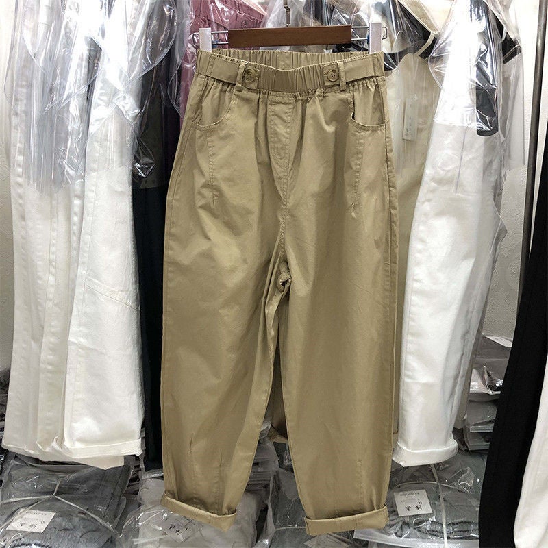 بنطلون نسائي كاجوال عالي الخصر بتصميم هارلان لزيادة الدهون في الجسم على شكل كمثرى، 300 مم،  كجم - Image 1