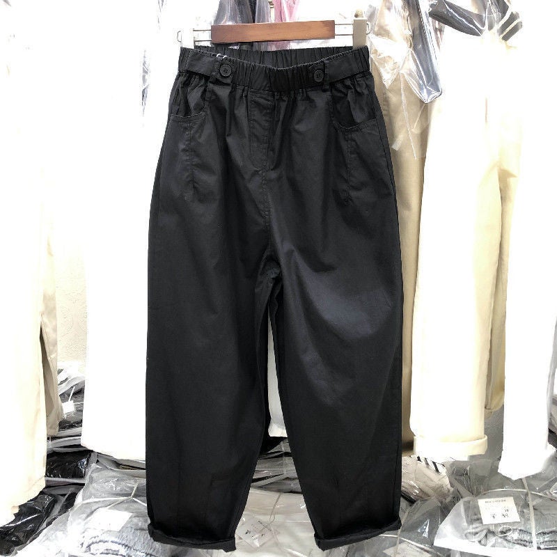 بنطلون نسائي كاجوال عالي الخصر بتصميم هارلان لزيادة الدهون في الجسم على شكل كمثرى، 300 مم،  كجم - Image 3