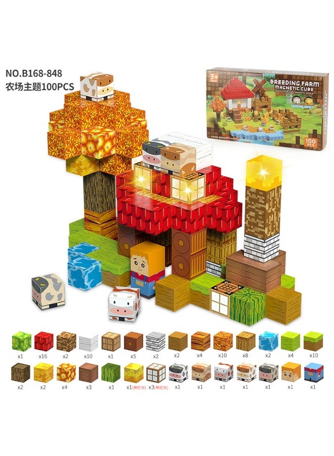 NIBEMINENT Magnetic Blocks |100PCS Magnetic Building Cube Game, Constructions Toys for Boys & Girls Age 3+Years, STEM Montessori Stacking Toy, Sensory Tiles Building Birthday for Toddlers - Image 1