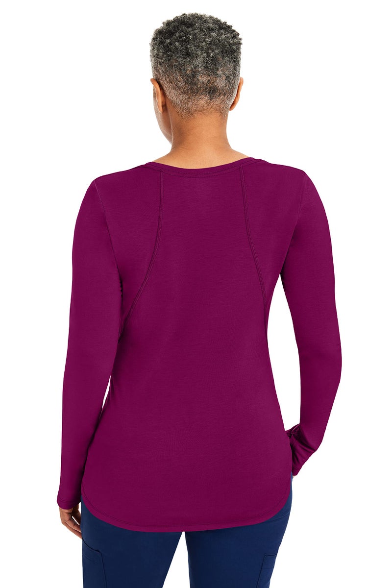 Healing Hands Mackenzie Women's Underscrub, Long Sleeve Tee with Thumbholes, Modern Fit Undershirt- 5051, XL, Wine - Image 2