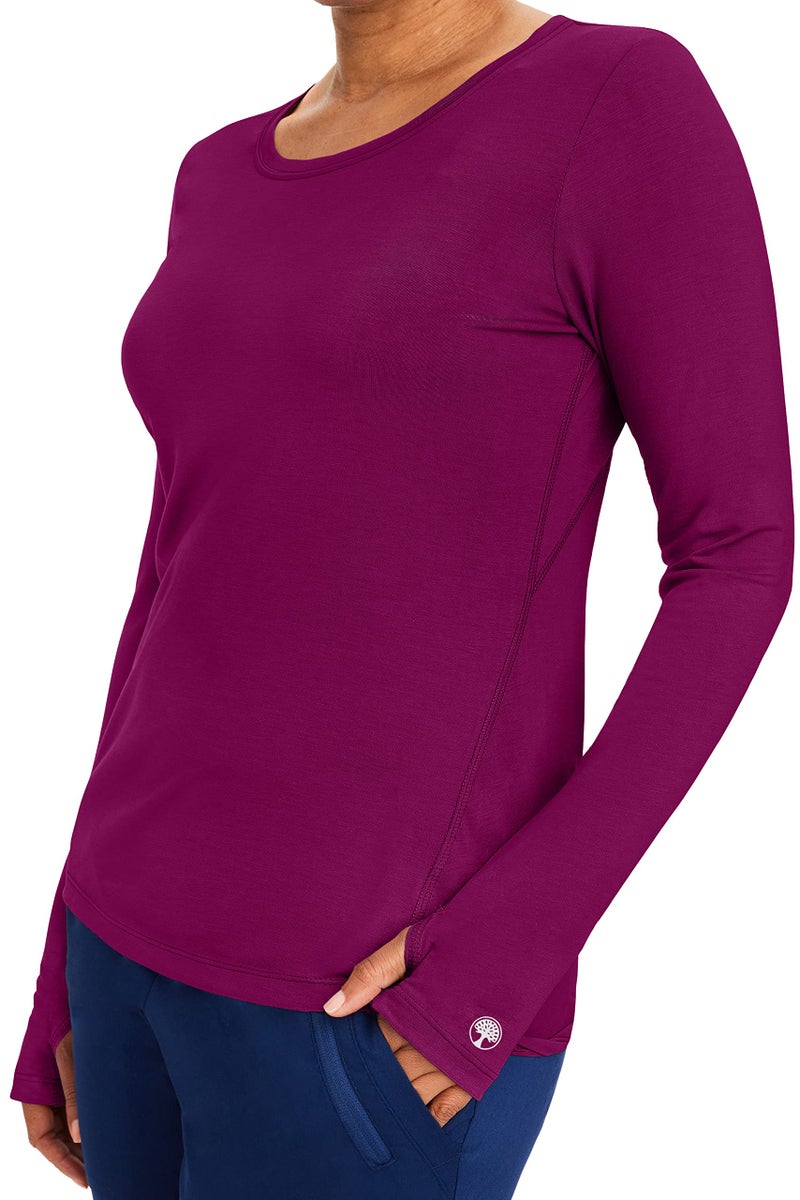 Healing Hands Mackenzie Women's Underscrub, Long Sleeve Tee with Thumbholes, Modern Fit Undershirt- 5051, XL, Wine - Image 4