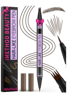 iMethod iMethod Eyebrow Pen - Eyebrow Pencil Magic 2-in-1 Eye Brow Pencils for Women with 4-Fork-Tip and Precise Brush-Tip Create Natural Hair-Like Brows, Last All Day, Microblading Eyebrow Pen, Dark Brown  - Image 1