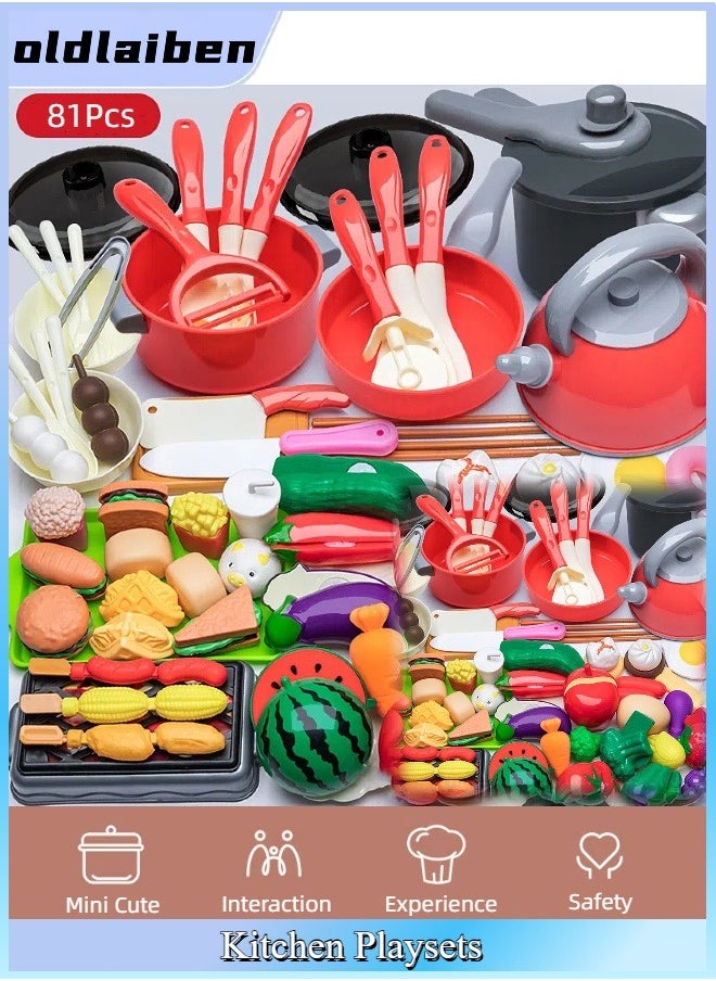 Children's Large Kitchen Toys Set, Play House Kitchenware, Cooking And Cutting Fun, Educational Early Age Basic Skills Development Gift For Toddlers Children（81Pcs） - pzsku/Z55ABF7AA526468571FB2Z/45/_/1723887412/54350bdc-6ebf-4ba2-854b-82edf17f5dad