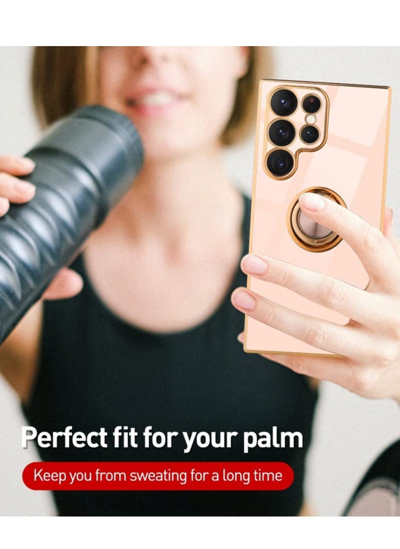 YoYoTech Samsung Galaxy S23 ULTRA 2023 Case Luxury Ring Holder Silicone TPU Shockproof Kickstand Slim Plated Phone Cover  - Image 5