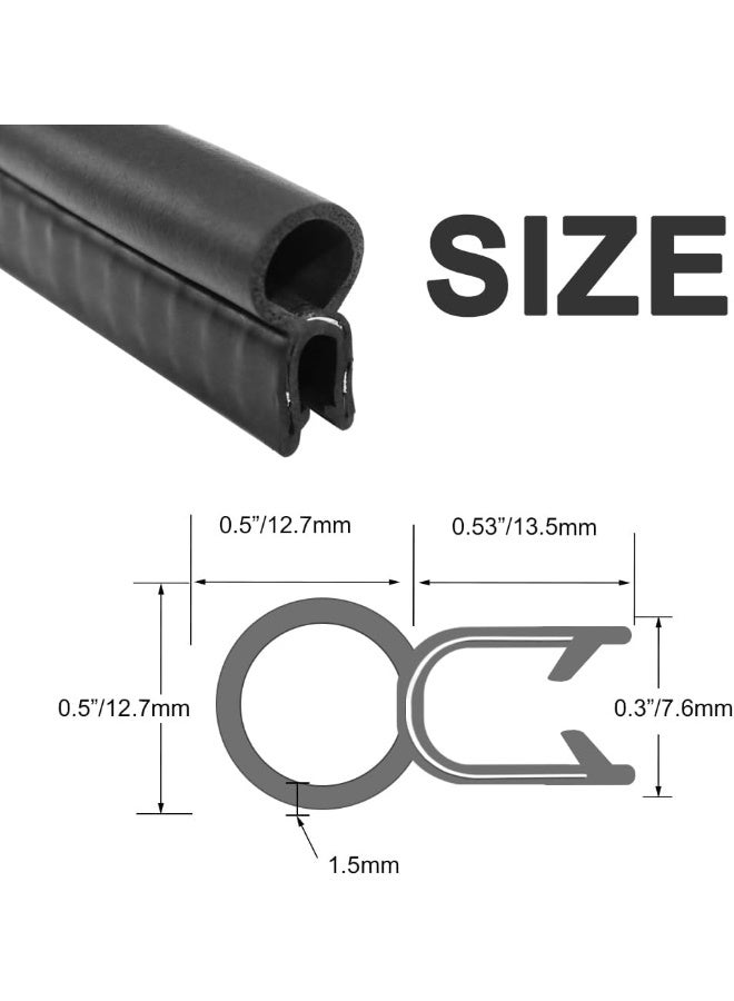 Storystore Storystore Car Door Rubber Seal Strip, Fits 1/16" Edge, Trim Seal with Top Bulb for Cars, Boats, RVs, Trucks, and Home Applications, Automotive Weather Striping (10Ft) - Image 2