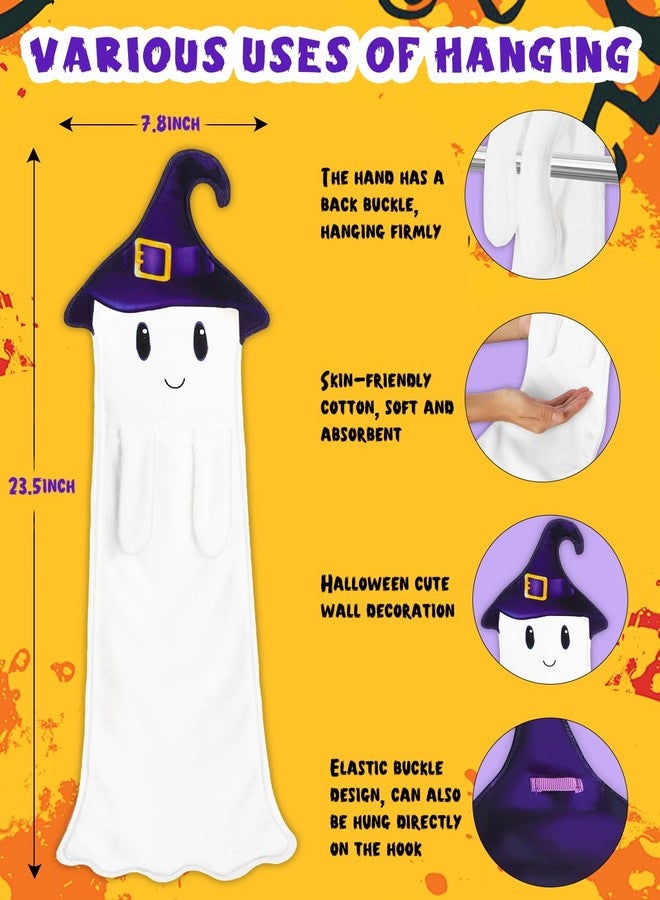 Primo Lines Fall Cute Ghost Hand Towels for Bathroom Kitchen, Kawaii Decorative Funny Ghost Fall Decor Hanging Washcloths Face Towels Super Absorbent Soft for Decorative Women Fall Gift - Image 4