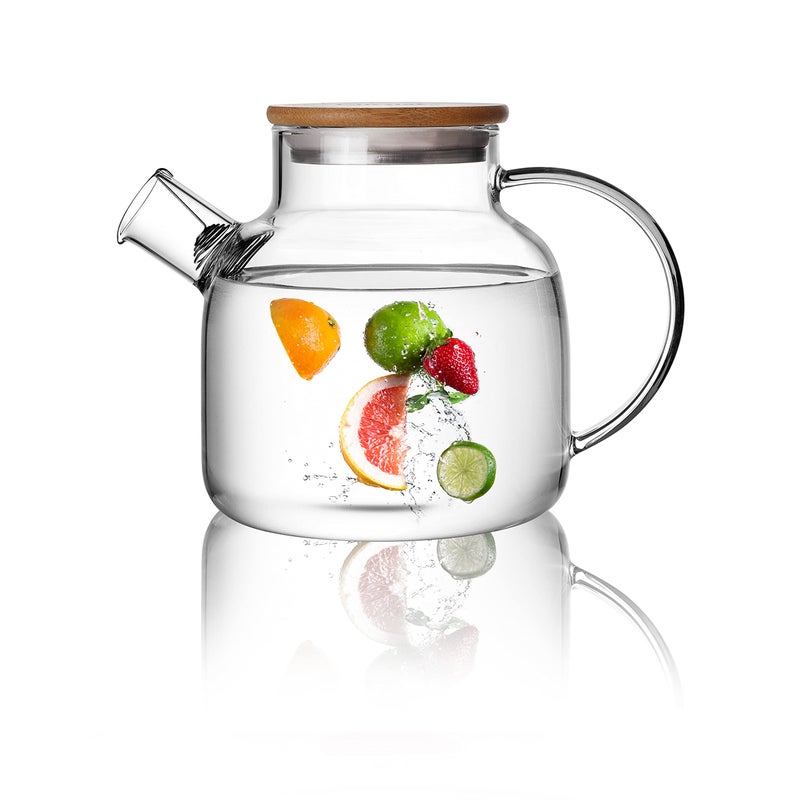 CnGlass Glass Teapot Stovetop Safe,40.6oz Clear Tea pot with Removable Filter Spout,Loose Leaf and Blooming Tea Maker - Image 1