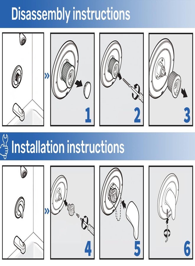 SHLLKTTRY Replacement for 100657 Moen Tub/Shower Lever Handle,Compatible with Moen Posi-Temp Valve Systems,Compatible with Moentrol Valve,Single Handle Faucets for Adjust Water Volume and Temperature ,Chrome - Image 5