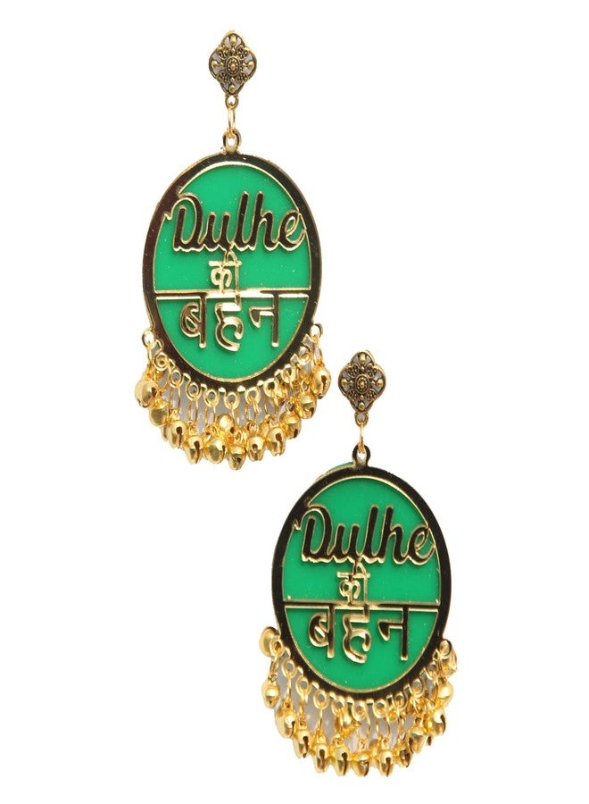 RN Collection Acrylic Dulhe Ki Bhan Earrings For Women & Girls. (Green & Gold) - Image 1