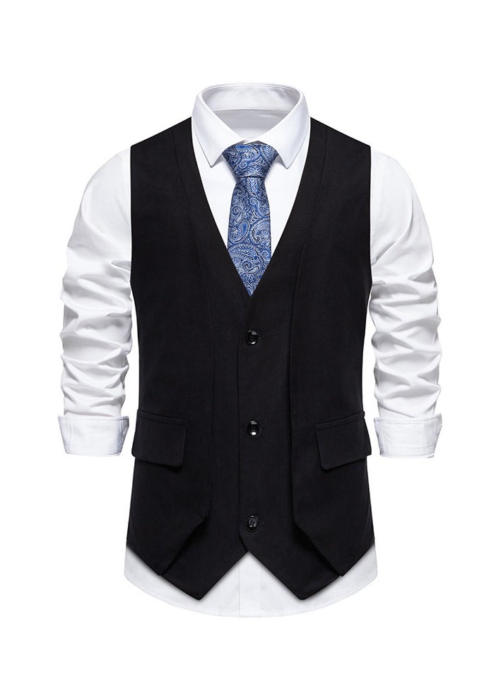KUYING New Retro V-Neck Fake Two Piece Vest  - Image 1