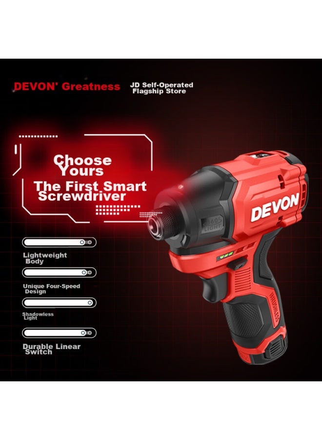 Devon Dayou 12v Brushless Impact Driver 5767, Lithium Battery Drill, Hand Drill, Household Electric Screwdriver, Dual Battery 2.0, Fast Charging, Plastic Case - Image 1