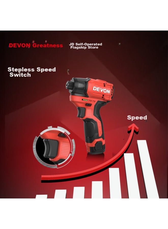 Devon Dayou 12v Brushless Impact Driver 5767, Lithium Battery Drill, Hand Drill, Household Electric Screwdriver, Dual Battery 2.0, Fast Charging, Plastic Case - Image 2