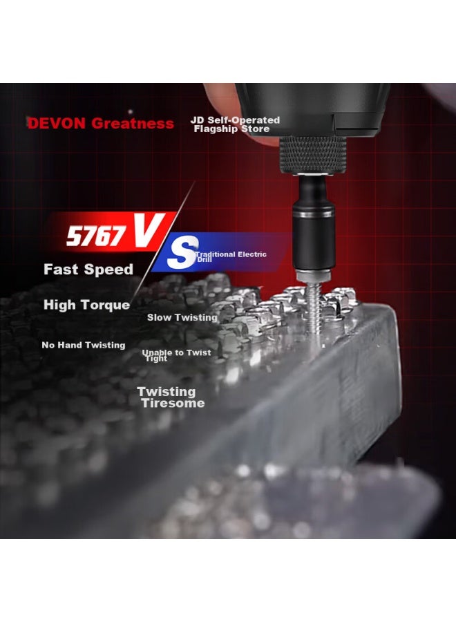 Devon Dayou 12v Brushless Impact Driver 5767, Lithium Battery Drill, Hand Drill, Household Electric Screwdriver, Dual Battery 2.0, Fast Charging, Plastic Case - Image 3