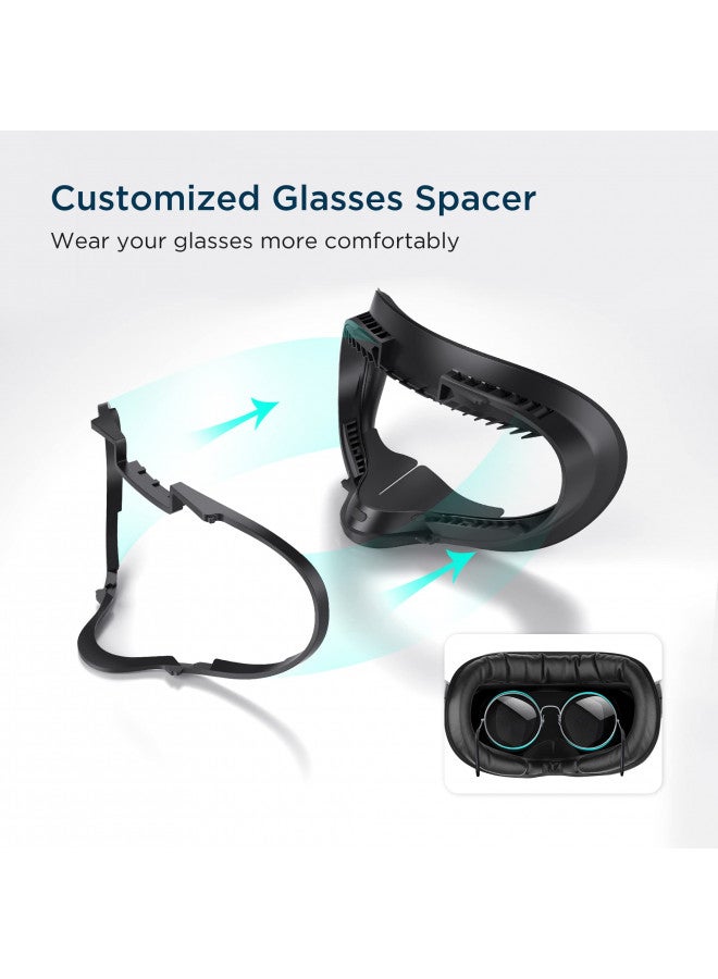 KIWI design KIWI design Face Cushion Pad Compatible with Quest 2 Accessories (Upgraded Version), Fitness Facial Interface Foam Replacement, with Glasses Spacer and Lens Protector, Air-Circulation Design - Image 4