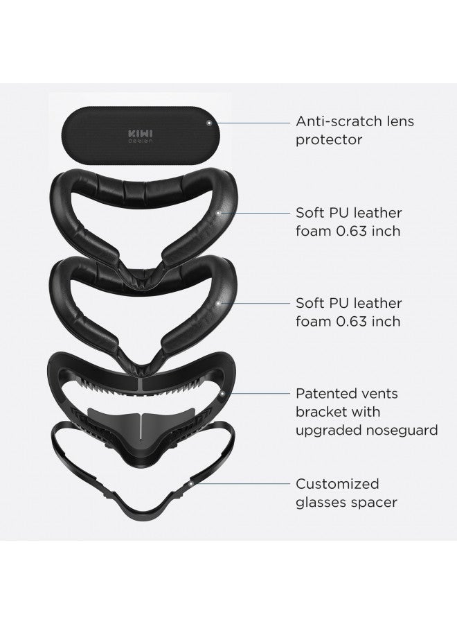 KIWI design KIWI design Face Cushion Pad Compatible with Quest 2 Accessories (Upgraded Version), Fitness Facial Interface Foam Replacement, with Glasses Spacer and Lens Protector, Air-Circulation Design - Image 2