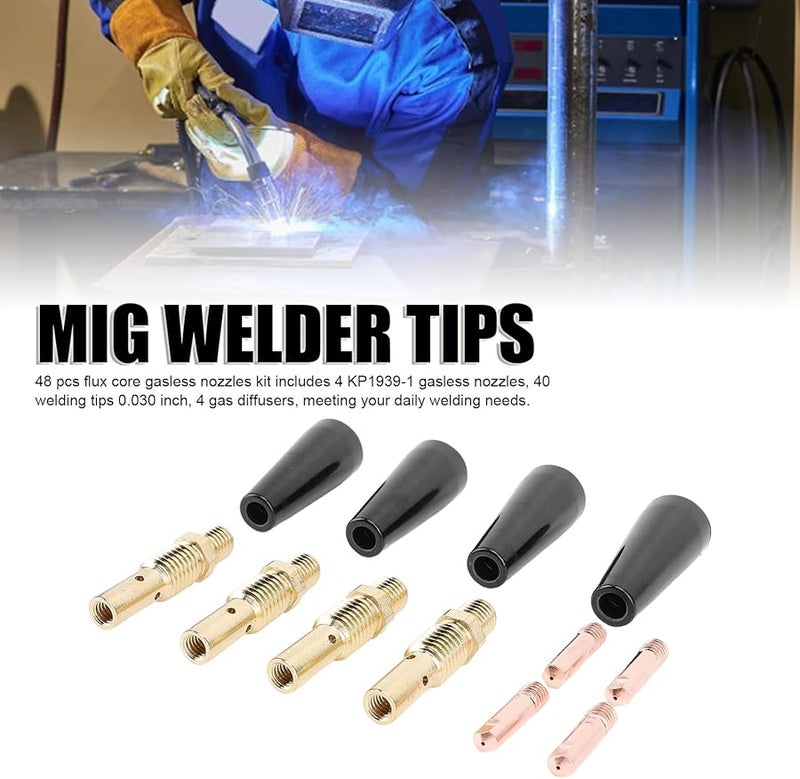 48 قطعة مجموعة فوهات اللحام بدون غاز 0.030 بوصة لجهاز ماجنوم 100L للحام MIG - Image 3