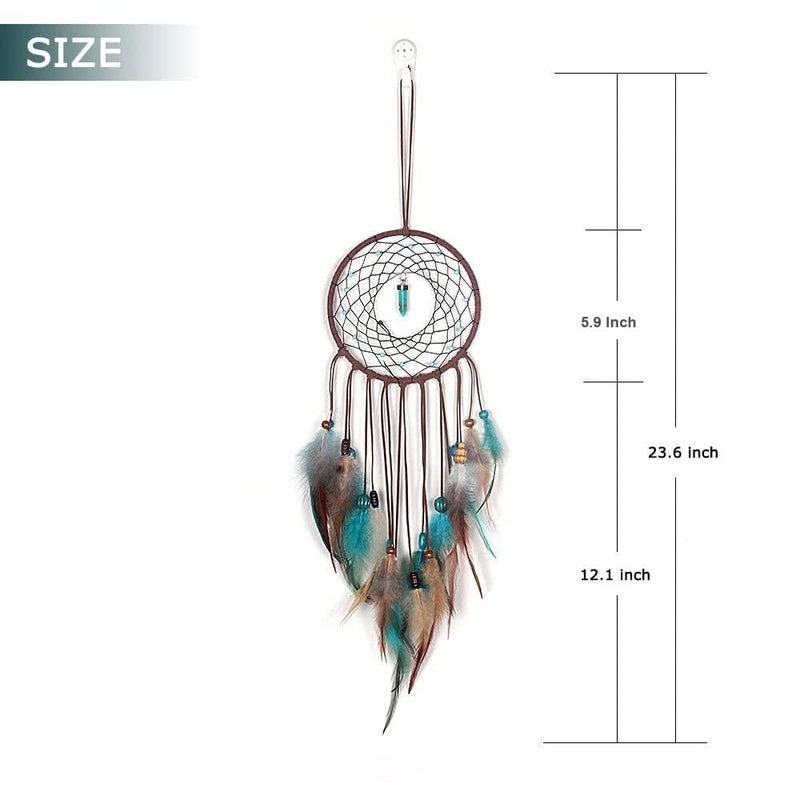 MOONFLY Dream Catcher Handmade Traditional Feather Dreamcatcher Hanging Home Wall Decoration Craft Ornament for Home, Bedroom, Kids, Native American Style DÃ©cor(Turquoise) - Image 3