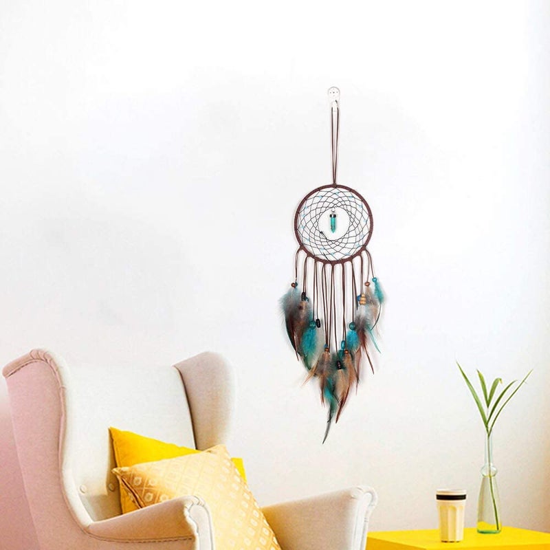 MOONFLY Dream Catcher Handmade Traditional Feather Dreamcatcher Hanging Home Wall Decoration Craft Ornament for Home, Bedroom, Kids, Native American Style DÃ©cor(Turquoise) - Image 5