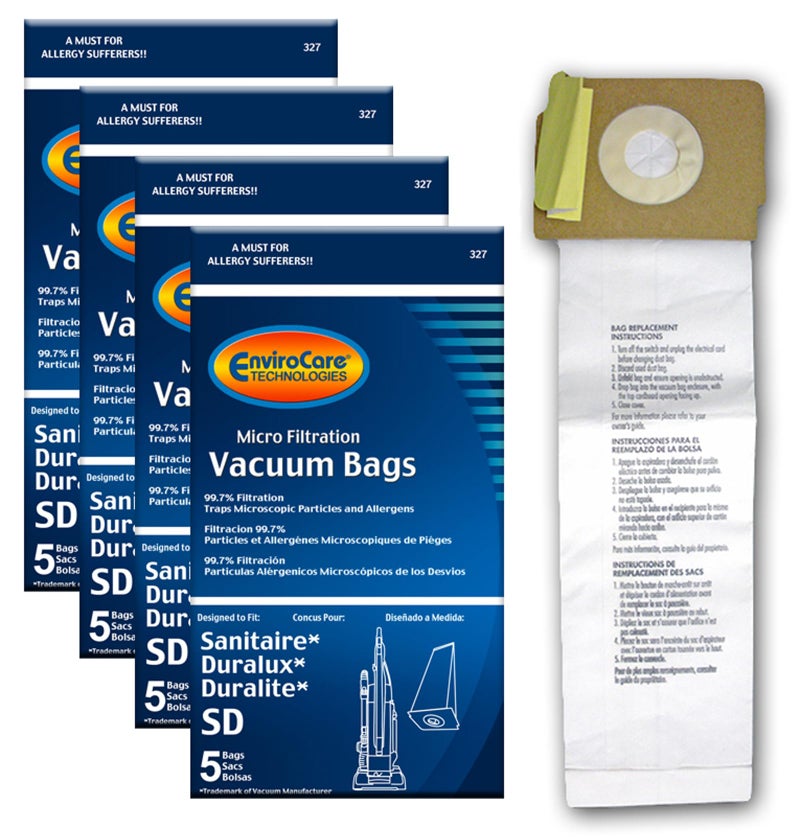 EnviroCare Replacement Micro Filtration Vacuum Cleaner Dust Bags made to fit Sanitaire Duralux and Duralite Style SD 20 Pack