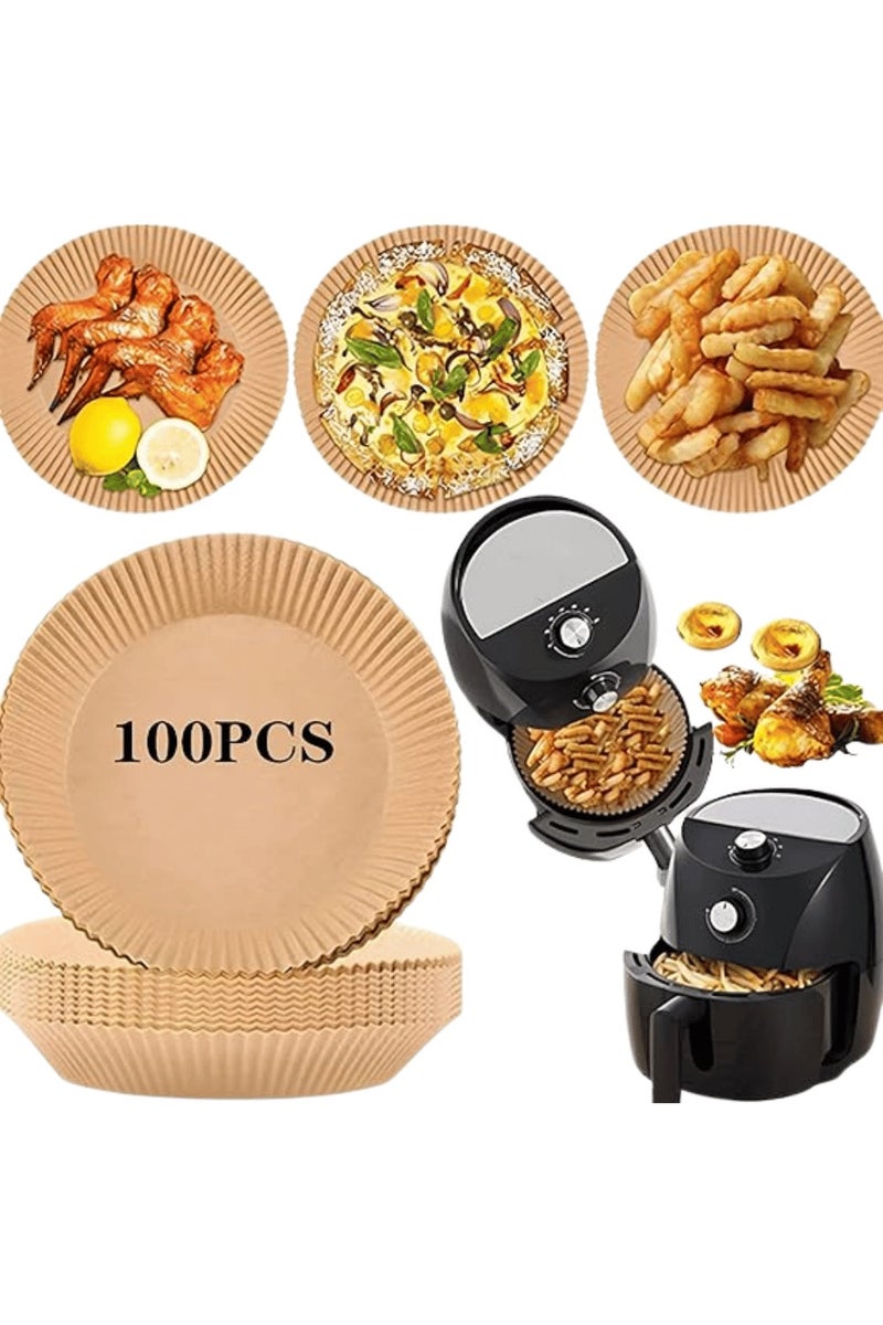 CANREAY Canreay 100PCS Air Fryer Paper Liners – 6.3-Inch Non-Stick, Oil-Proof & Water-Resistant Disposable Parchment for Air Fryer, Baking, Roasting & Microwave  - Image 1