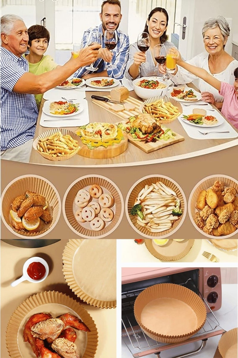 CANREAY Canreay 100PCS Air Fryer Paper Liners – 6.3-Inch Non-Stick, Oil-Proof & Water-Resistant Disposable Parchment for Air Fryer, Baking, Roasting & Microwave  - Image 3