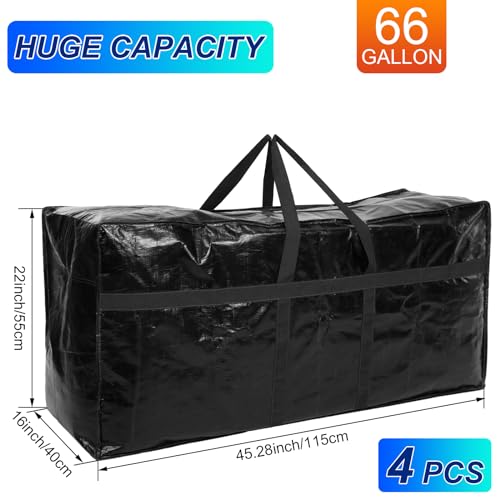 Clysee 4 Pcs 66 Gallon Large Moving Bags with Zipper and Handles Foldable Storage Duffle Bags Heavy Duty Extra Large Totes for College Dorm Travel Clothes Blankets Bedding Moving (Black) - Image 3
