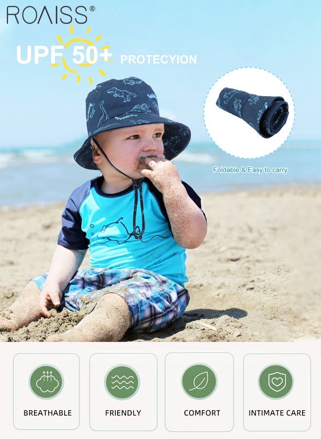 roaiss Boy's Bucket Hat, UPF 50+ Anti-UV Sun Hat with Printed Decoration Summer Kids Beach Hats Wide Brim Outdoor Play Hat for Boys  - Image 3