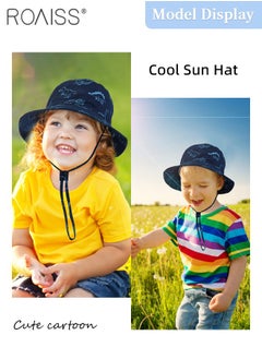 roaiss Boy's Bucket Hat, UPF 50+ Anti-UV Sun Hat with Printed Decoration Summer Kids Beach Hats Wide Brim Outdoor Play Hat for Boys  - Image 2